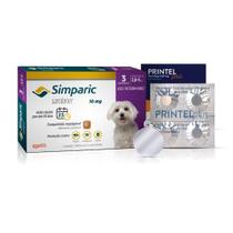 Kit Simparic Cães de 2,6 a 5kg 3 Comprimidos + Vermífugo Printel Plus e Medalha de identificação