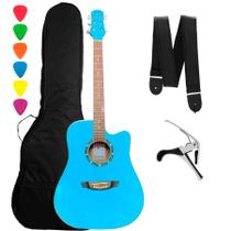 Kit Simples Violão Elétrico Strinberg CD40C Azul Brilhante Folk