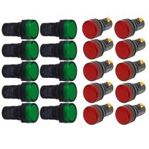 Kit sinaleiros led ad22 22mm 220v verde vermelho