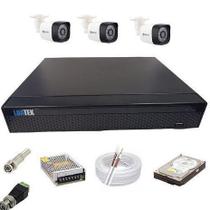 Kit Sistema de Monitoramento Completo 3 Câmeras Segurança 720p + DVR 4 canais
