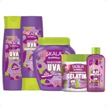 Kit Skala Frutástica Uva: Shampoo, Condicionador, Creme Tratamento 1000g, Gelatina e Óleo Hidratante 90ml