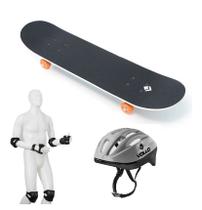 Kit Skate Adulto, Kit Proteção Esportiva e Capacete Cinza Vollo