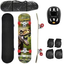Kit skate com shape de madeira + par de joelheira + cotoveleira e capacete - DM BRASIL