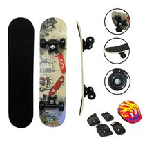 Kit Skate Infantil 24 Completo + Acessórios Capacete Kit Proteção Importway BW-013m Monumentos