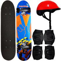 Kit Skate Infantil 24 Completo + Acessórios Capacete Masculino Feminino Importway BW-013