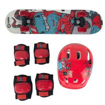 Kit Skate Infantil Completo + Acessórios de Proteção Capacete Joelheira Cotoveleira Meninos