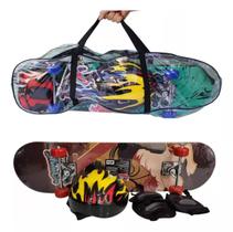 Kit Skate Infantil Completo Resistente Com Proteção E Capacete Colorido