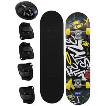 Kit Skate Infantil Juvenil Semi Profissional Até 50kg E Kit Proteção Capacete Style