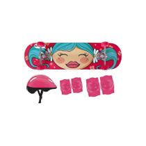 Kit Skate Infantil Menina Com Acessórios De Segurança Mor