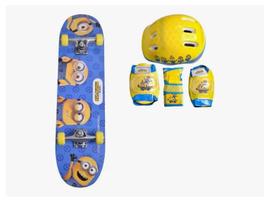 Kit Skate Infantil Minions Resistente C/proteção E Capacete