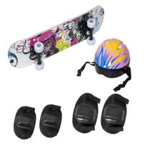 Kit Skate Infantil Montado Skateboard Iniciante Completo Capacete Criança