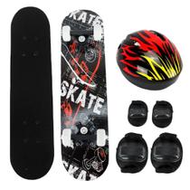 Kit Skate Infantil Montado Skateboard Iniciante Completo Capacete Criança