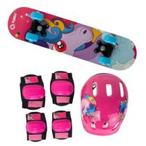 Kit Skate Meninas com Acessórios de Proteção Capacete Joelheira Cotoveleira CKS Toys