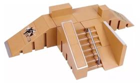 Kit skate parque marrom miniatura fingerboard skate de dedo completo 5 pcs (PISTA A)