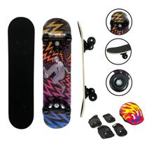 Kit Skate Shape Radical Infantil 24 Completo Acessórios Capacete Feminino Masculino Cores