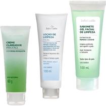 Kit Skin Care 3 Itens Loção de Limpeza Remove Residuos Extrato de pepino Clareador Mosqueta Sabonete Kit Skin Care 3 Itens Loção de Limpeza Remove Residuos Extrato de pepino Clareador Mosqueta Sabonete