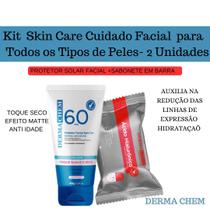 Kit Skin Care Cuidado Facial com Protetor Solar Facial + Sabonete em Barra de Ácido Hialuronico Dermachem - Dermchem