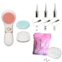 Kit Skin Care Escova Facial Elétrica Pinças Cravo Máscara Comprimido - Cristal Produtos