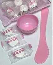 Kit skin care feminina 24 máscaras desidratadas ótimas para a pele com potinho e espátula - Filo Modas