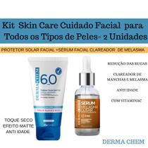 Kit Skin Care Para Todos os Tipos de Peles Protetor Solar Facial +Sérum Facial Clareador Melasma Dermachem 2 produtos