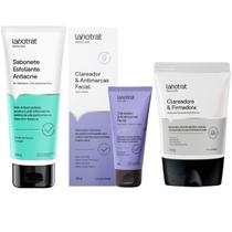Kit Skin Care Pele Macia e Brilhosa Creme Clareador e Antimarcas Sabonete Antiacne e Argila Branca