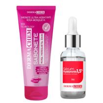 Kit Skin Care Tratamento Facial Sabonete Rosa Mosqueta e Sérum Ácido Hialuronico Dermachem