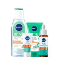 Kit Skincare Acne Control Sabonete, Tônico, Sérum e Hidratante Controle de Oleosidade, Reduz Acne, Cravos e Espinhas, Pele Limpa e Saudável