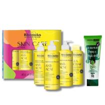 KIT Skincare Anti Acne Rhenuks, Gel Peel Off Mascara Argila Verde ePepino Removedora de Cravo Dermachem