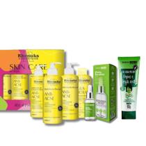 KIT Skincare Anti Acne Rhenuks, Sérum Secativo anti Espinhas Dermachem, Gel Peel Off Mascara Argila Verde Remove Cravos Dermachem, 6 itens