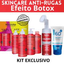 Kit Skincare Anti Rugas , Mousse Micelar Limpeza Facial Colágeno Rhenuks e Protetor Solar Facial SEM COR FPS60 5 ITENS