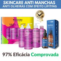 Kit Skincare Clareador Manchas Rhenuks, Sérum Peptídeos Anti Olheiras e Rugas Efeito Lifiting Dermachem, 5 ITENS