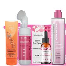 Kit Skincare Completo Rosa Mosqueta Mousse Esponja Facial Kit Skincare Completo Rosa Mosqueta Mousse Esponja Facial
