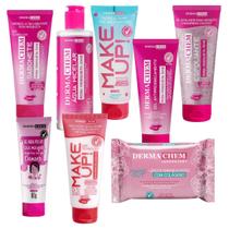 Kit Skincare Dermachem 8 Itens Rosa Mosqueta Tratamento Completo Para Peles Secas e Ressecadas