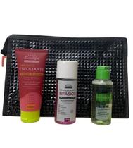 Kit Skincare Limpeza de pele Esfoliante Demaquilante Bifásico Adstringente e Estojo Maquiagem