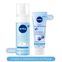 Kit Skincare Limpeza Suave Mousse de Limpeza Facial 150ml + Esfoliante Arroz Orgânico Nívea 75g