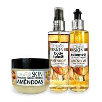 Kit Skincare Muriel Amêndoas Sabonete+bodysplash+esfoliante