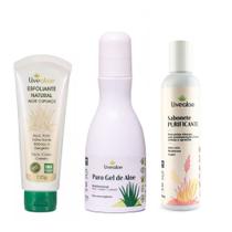 Kit Skincare Natural Esfoliante, Sabonete e Gel de Aloe Vera - Livealoe