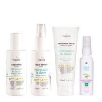 Kit Skincare Natural Esfoliante, Sabonete, Tônico e Água Termal Gerânio Vegana