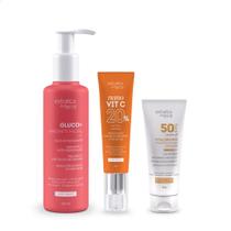 Kit Skincare Pele Madura e Normal com Protetor Solar FPS50 e Vitamina C Efeito Glow Extratos da Terra