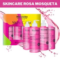 Kit Skincare Rosa Mosqueta Completo Rhenuks 4 Itens Sabonete+Esfoliante+Demaquilante+gel Hidratante