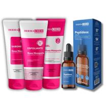 Kit Skincare Rosa Mosqueta Hidratante e Sérum Peptídeos Anti Olheiras Efeito Lifiting para Linha de Expressão Dermachem 4 Itens Kit Skincare Rosa Mosqueta Hidratante e Sérum Peptídeos Anti Olheiras Efeito Lifiting para Linha de Expressão Dermachem 4 Itens