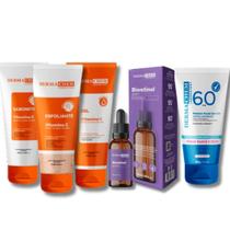 Kit Skincare Vitamina C Anti Idade Clareador Dermachem, Sérum Bioretinol Anti Rugas e Sinais , Protetor Solar Facial Sem Cor FPS60 Dermachem, 5 ITENS