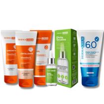 Kit Skincare Vitamina C Anti Idade Clareador Dermachem, Sérum Secativo Espinha ,Protetor Solar Facial Sem Cor FPS60 DERMACHEM, 5 ITENS