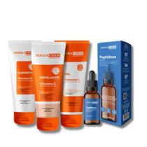 Kit Skincare Vitamina C Anti Idade Clareador , Sérum Peptídeos Anti Olheiras, Linha de Expressão Efeito Lifiting Dermachem, 4 ITENS