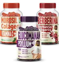 Kit Slim 3x Gluco manan Ber be rina Moro sil 500mg 120 Cáps Sem Sabor