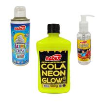 Kit Slime Cola Neon Amarelo Ativador Espuma Slime Marshmallow
