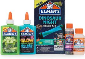 Kit Slime Elmer's Dinosaur Night Color Changing Glow, 4 unidades