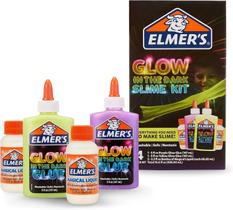 Kit Slime Elmer's Glow-in-the-Dark Yellow + Purple, 4 peças