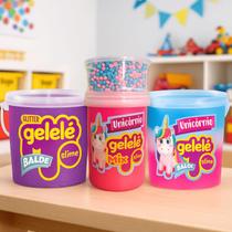 Kit Slime Gelelé Unicórnio Glitter Bolinha Brinquedo Surpresa Combo 3 Baldes