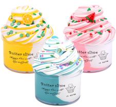Kit Slime Keemanman Butter, pacote com 3 unidades de melancia e café com leite e limão Kit Slime Keemanman Butter, pacote com 3 unidades de melancia e café com leite e limão